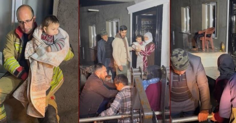 Selde mahsur kalan 11 kişilik aileyi itfaiye kurtardı
