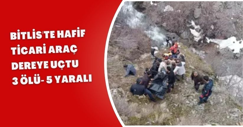 Bitlis'te hafif ticari araç, dereye uçtu: 3 ölü, 5 yaralı