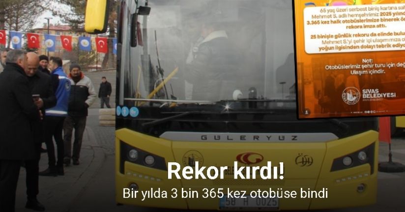 Yılda 3 bin 365 kullanımla, halk otobüsü kullanma rekoru kırdı