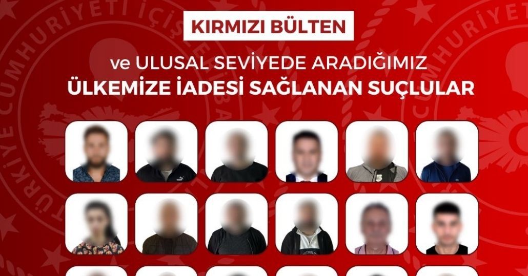 Kırmızı bülten ve ulusal seviyede aranan 41 suçlu Türkiye'ye getirildi
