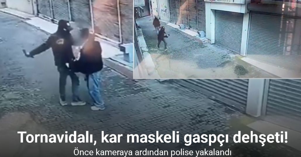 Tornavidalı kar maskeli gaspçı kamerada