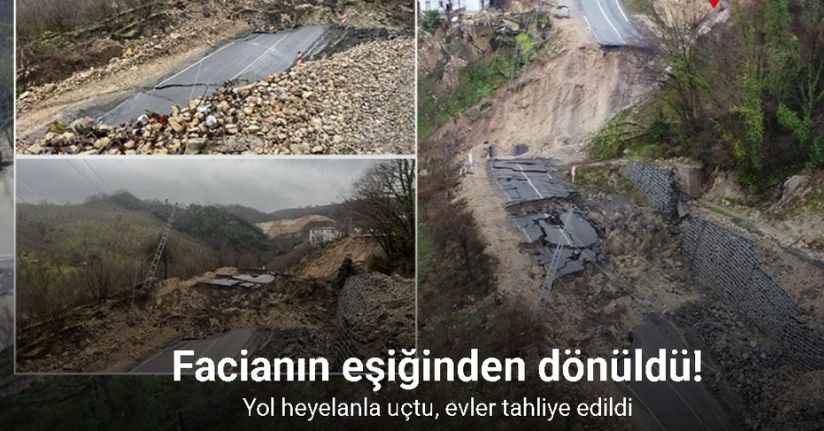 Ordu-İç Anadolu bağlantı yolundaki heyelan havadan görüntülendi