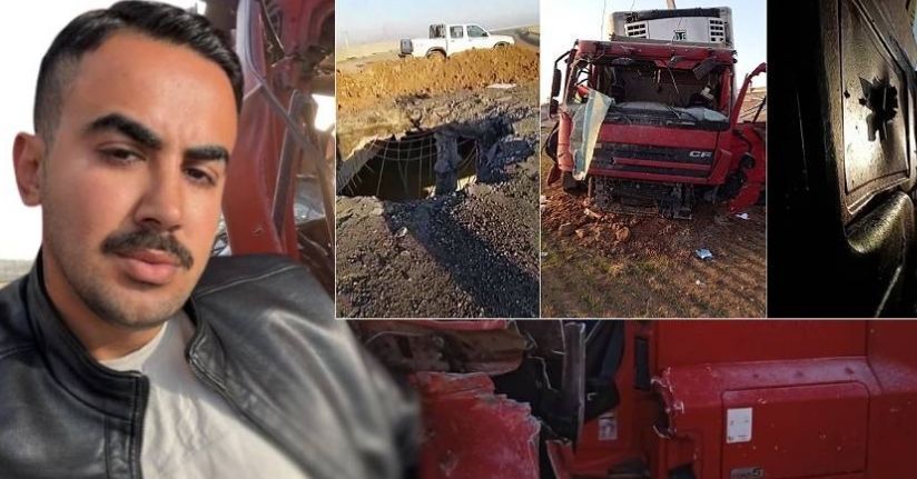 İran’da yeri delen füzenin şarapnel parçasının isabet etmesiyle genç şoföre mezar olan tırın görüntüsü ortaya çıktı