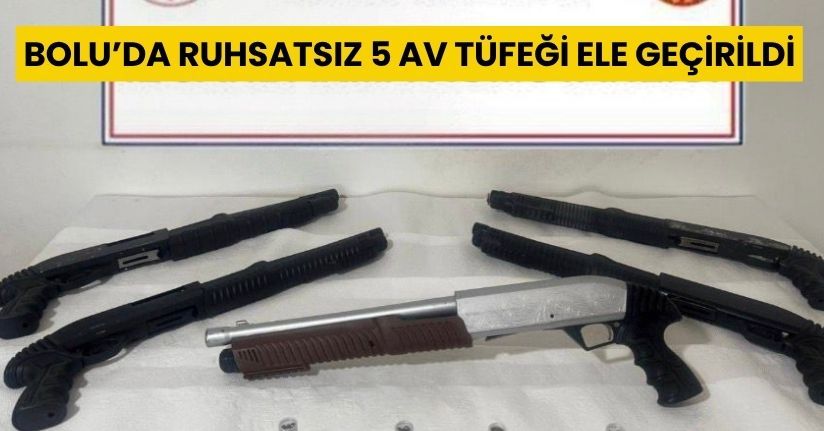 Bolu’da ruhsatsız 5 av tüfeği ele geçirildi