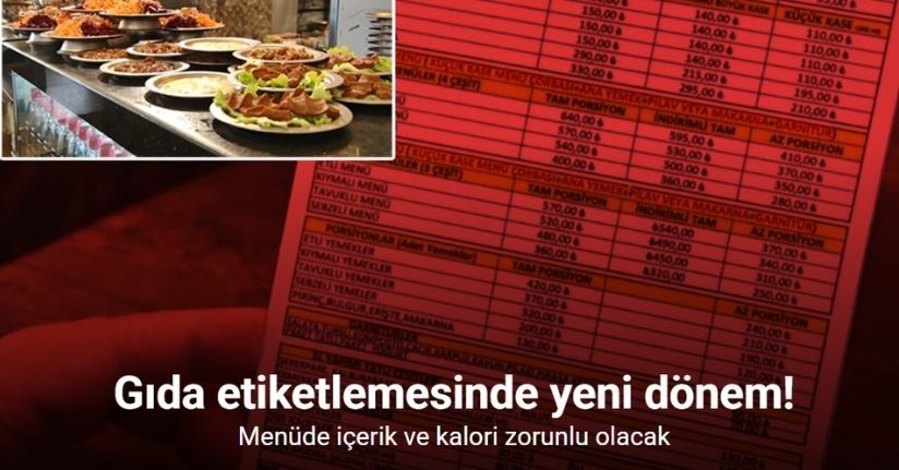 Gıda etiketlemesinde yeni dönem: Menüde içerik ve kalori zorunlu olacak