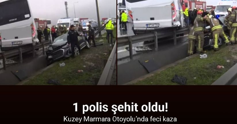 Kuzey Marmara Otoyolu’nda polis servis minibüsü kaza yaptı: 1 polis şehit oldu, 16 polis yaralandı