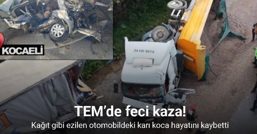 TEM’de otomobil devrilen tır dorsesinin altında kaldı: Karı-koca hayatını kaybetti