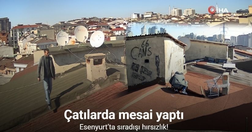 Binaların çatılara çıkan adam asansör parçalarını çaldı