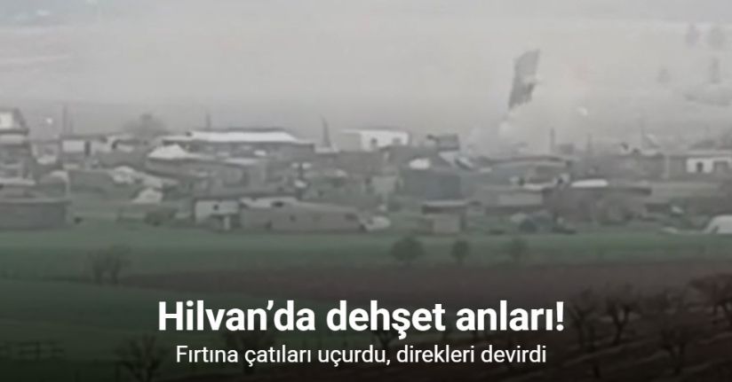 Hilvan’da dehşet anları kamerada: Fırtına çatıları uçurdu, direkleri devirdi