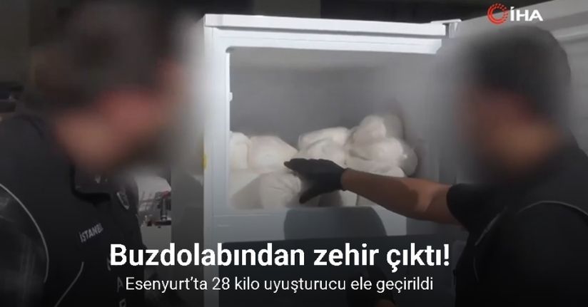 Esenyurt’ta kargo ile gönderilen buzdolabına gizlenmiş 28 kilo uyuşturucu ele geçirildi