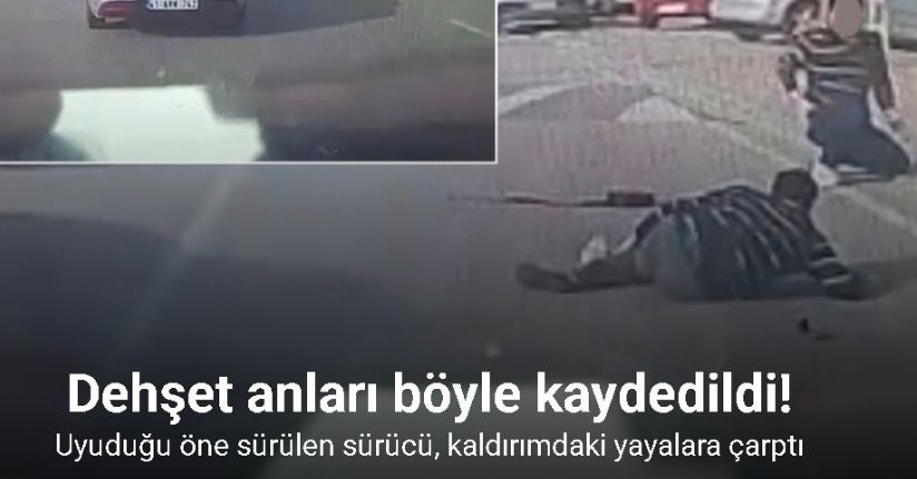 Direksiyon başında uyuduğu öne sürülen sürücü, kaldırımdaki yayalara çarptı
