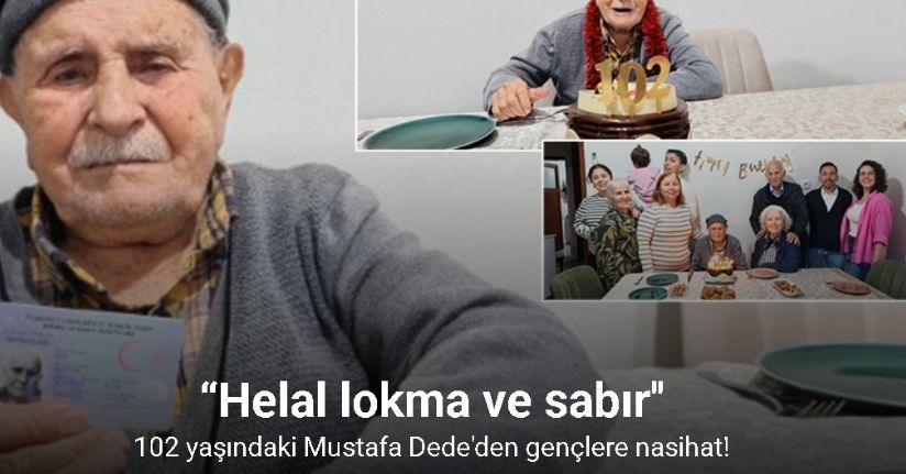 Mustafa dede, 102’nci yaş gününü çocukları ve torunlarıyla kutladı