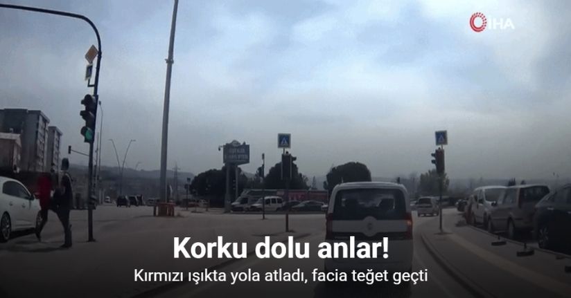 Bir adım hayat kurtardı… Kırmızı ışıkta yola atladı, facia teğet geçti