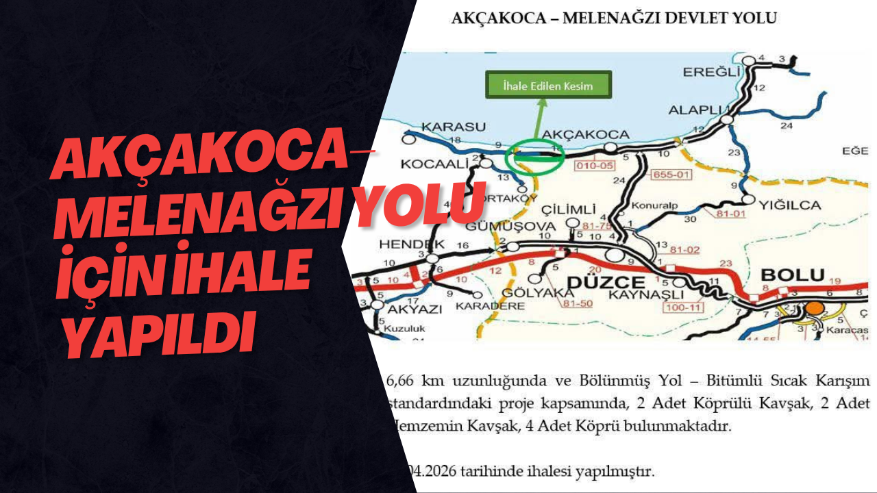 Akçakoca–Melenağzı Yolu İçin İhale Yapıldı