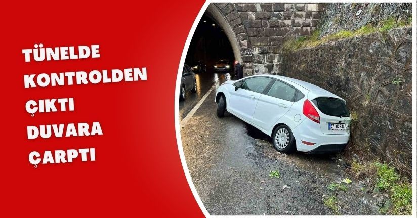 Tünelde kontrolden çıktı, duvara çarptı