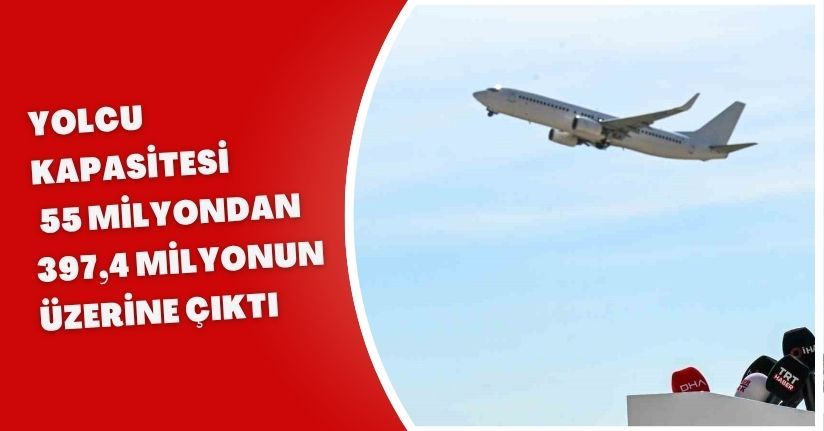 Yolcu kapasitesi 55 milyondan 397,4 milyonun üzerine çıktı