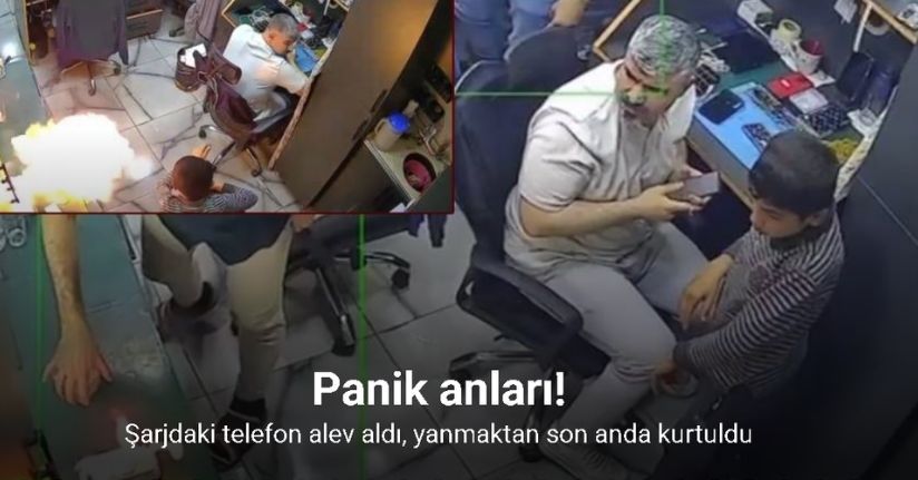 Şarjdaki telefon alev aldı