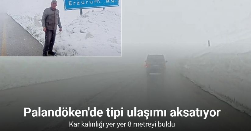 Bahar geldi ama kar ve tipi gitmedi: Palandöken’de tipi ulaşımı aksatıyor