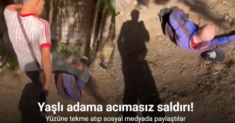 Sokakta uyuyan yaşlı adamın yüzüne tekme atıp sosyal medyada paylaştılar