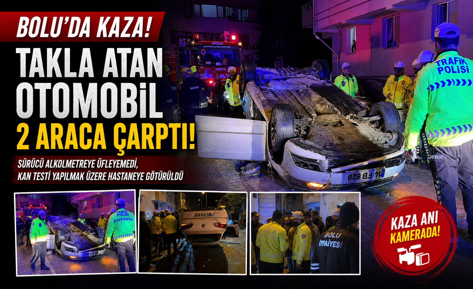 Park Halindeki Araçlara Çarpıp Takla Attı