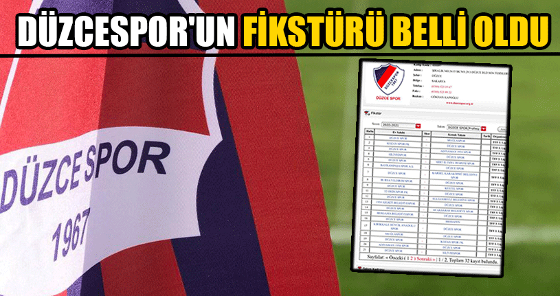 Düzcespor'un Fikstürü Belli Oldu