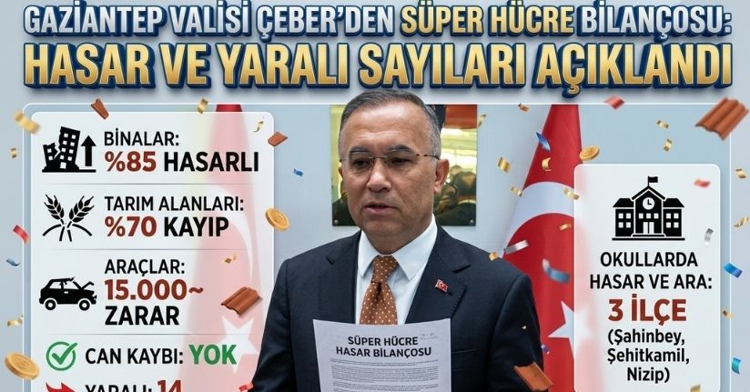 Gaziantep Valisi Kemal Çeber, süper hücre bilançosunu açıkladı