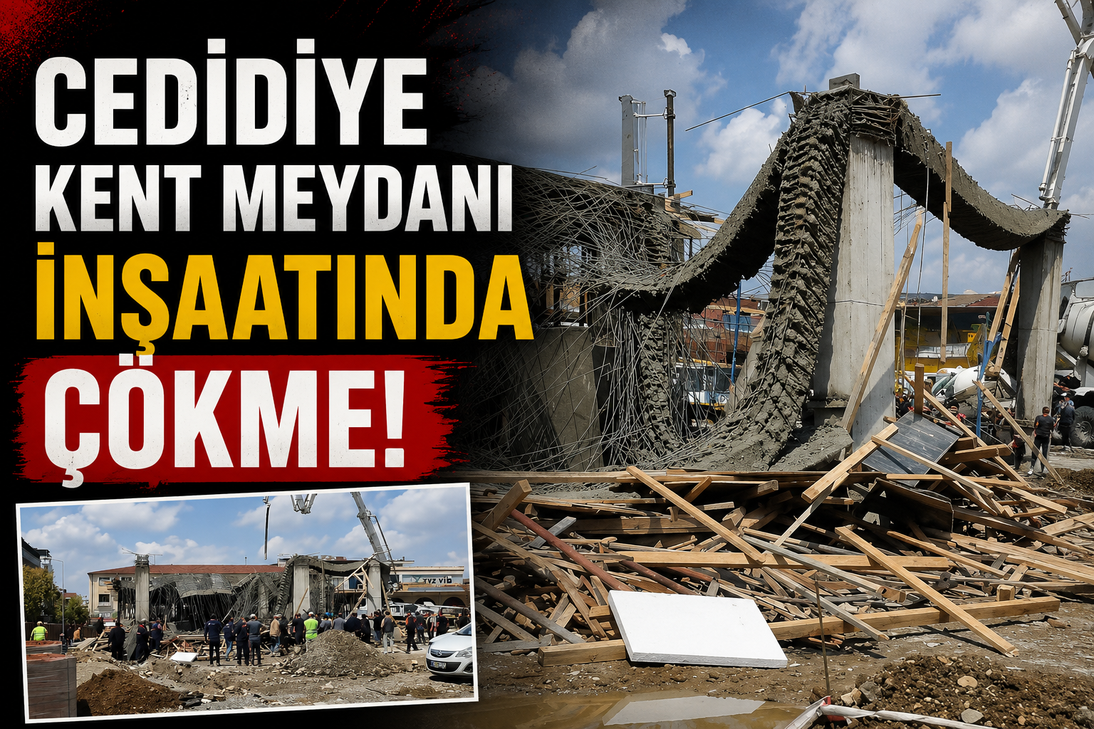 Cedidiye Kent Meydanı İnşaatında Çökme!