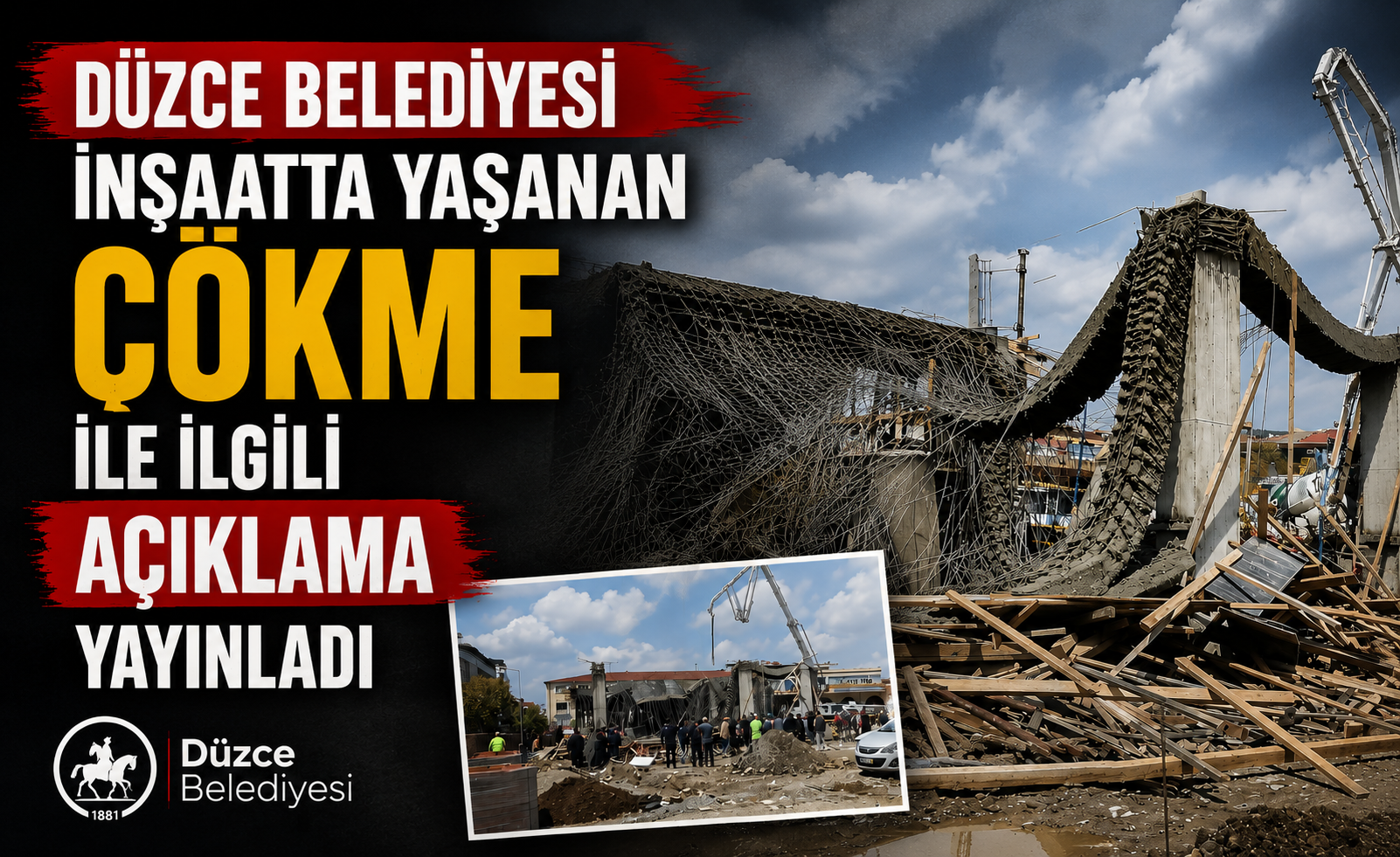 Düzce Belediyesi İnşaatta Yaşanan Çökme İle İlgili Açıklama Yayınladı