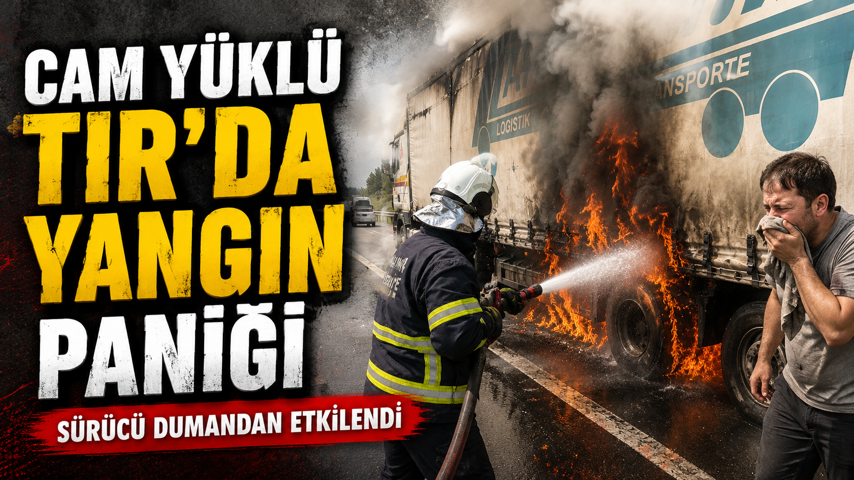 Cam Yüklü Tırda Yangın Paniği