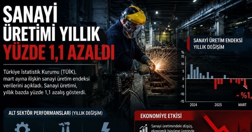 Sanayi üretimi yıllık yüzde 1,1 azaldı