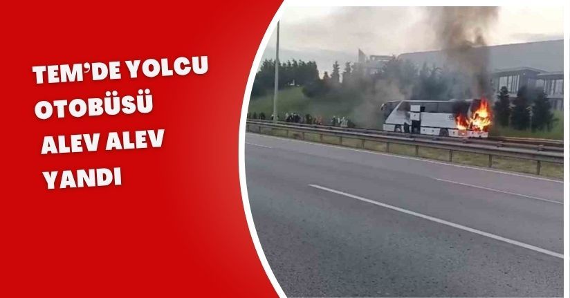 TEM’de yolcu otobüsü alev alev yandı