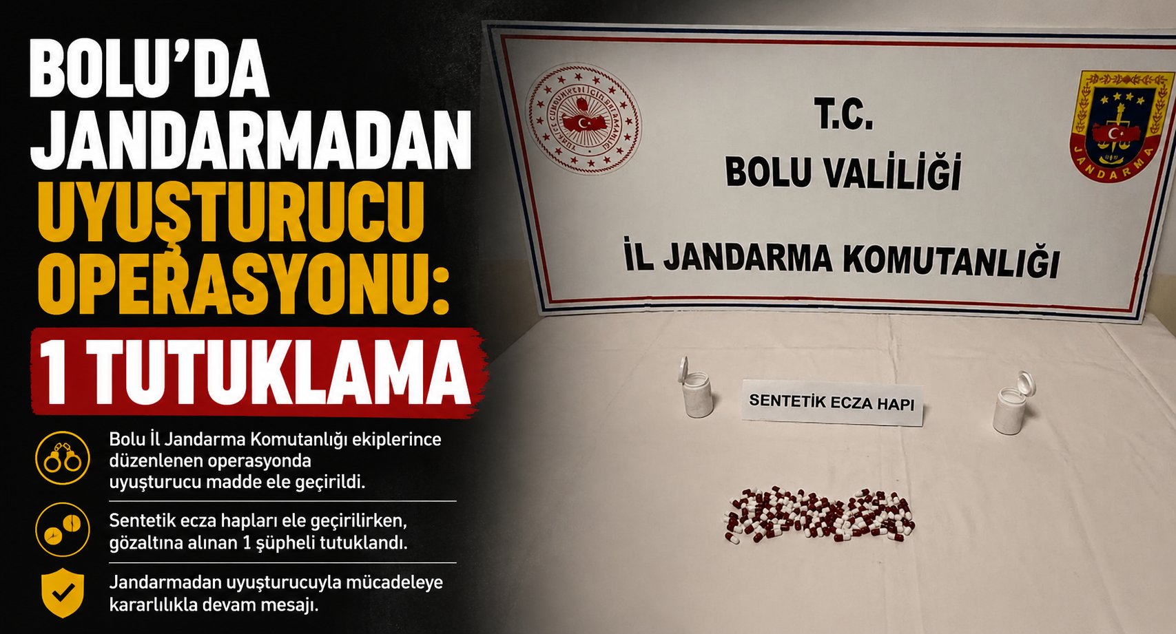 Bolu’da jandarmadan uyuşturucu operasyonu: 1 tutuklama