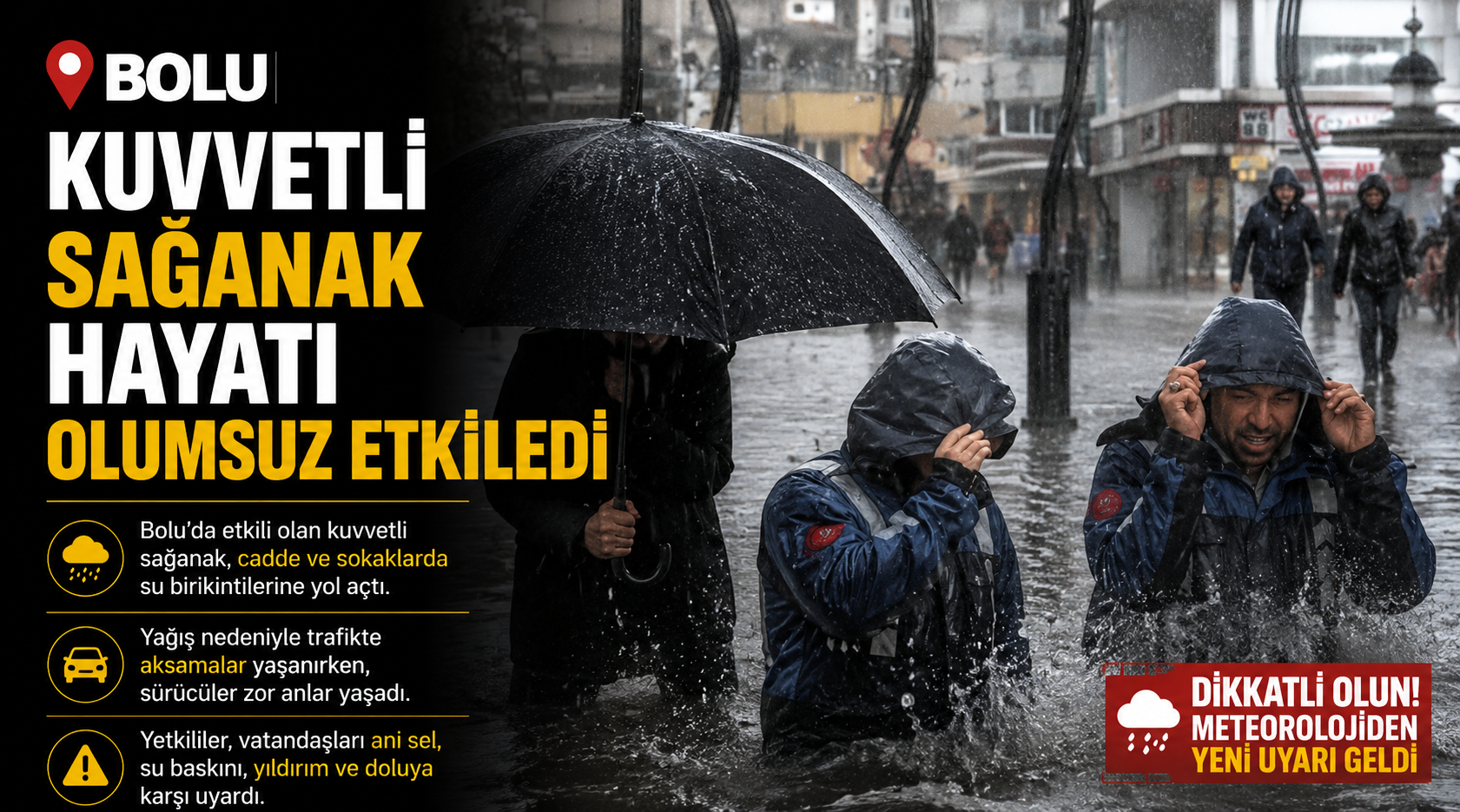 Bolu’da kuvvetli sağanak hayatı olumsuz etkiledi