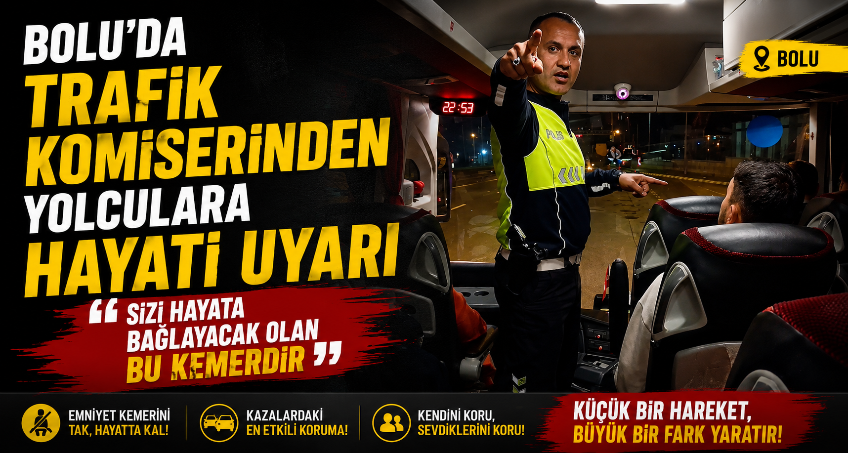 Bolu'da Trafik Komiserinden Yolculara Hayati Uyarı