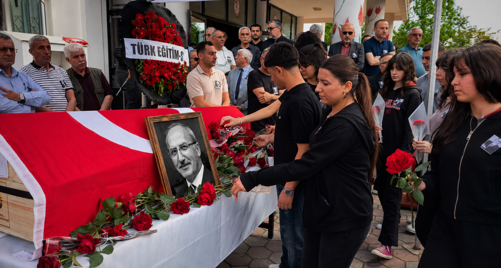 Kanserden yaşamını yitiren müdürü, öğrencileri son yolculuğuna güllerle uğurladı