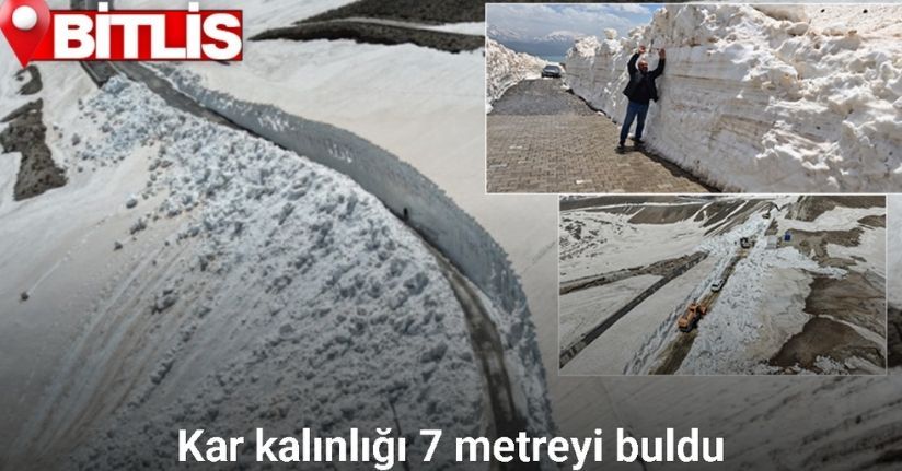 Kar kalınlığının 7 metreyi bulduğu Nemrut yolunda çalışma başlatıldı