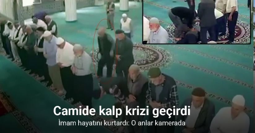 Camide kalp krizi geçirdi, imam hayatını kurtardı: O anlar kamerada