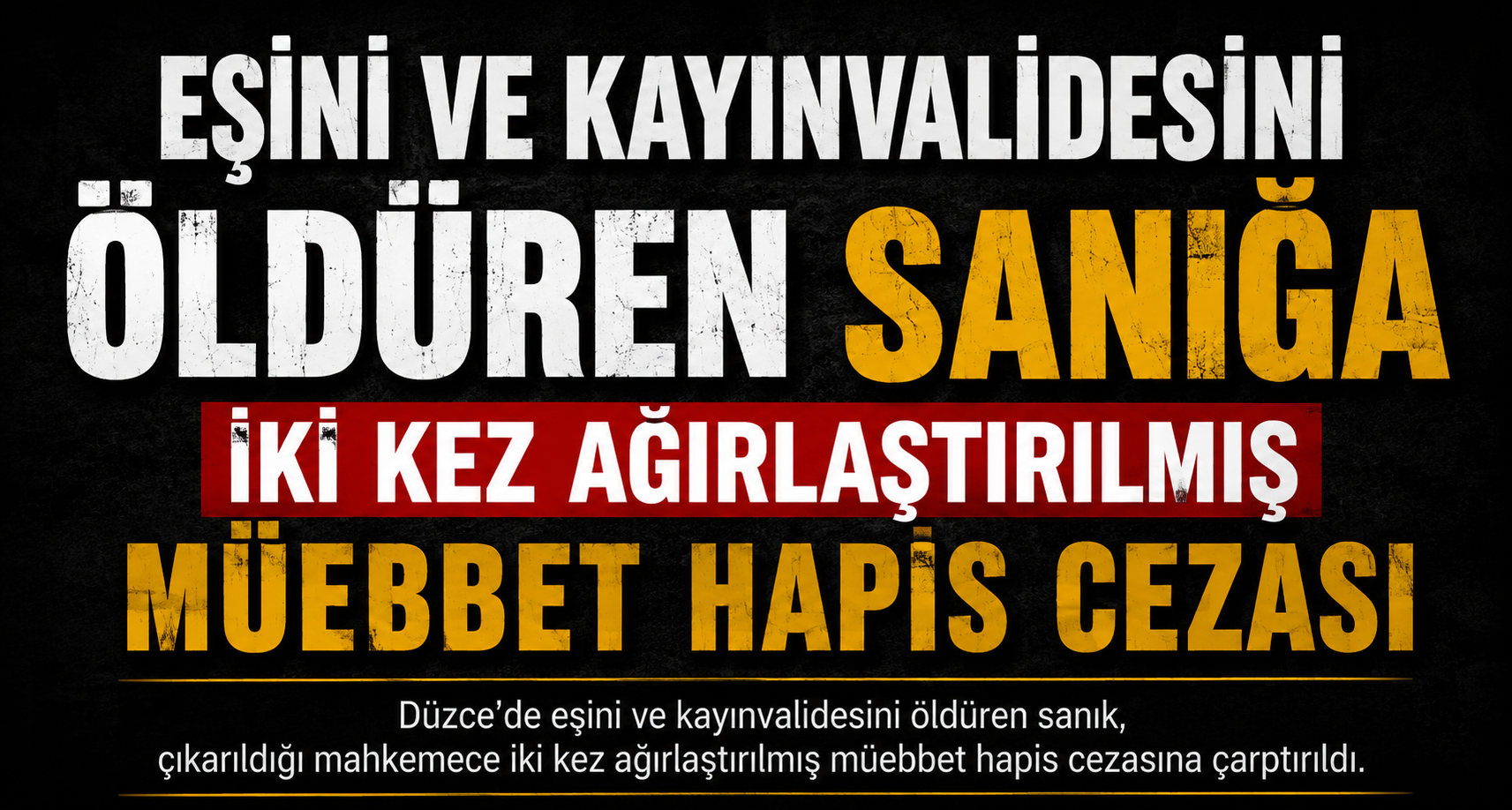 Eşini ve kayınvalidesini öldüren sanığa iki kez ağırlaştırılmış müebbet hapis cezası