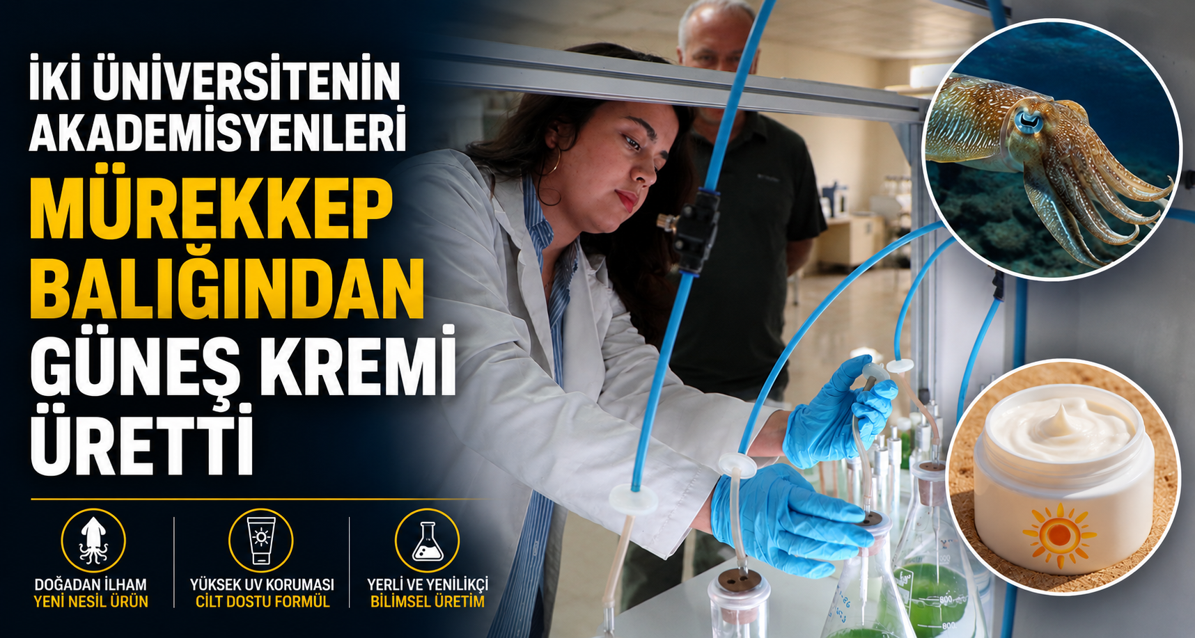 İki üniversitenin akademisyenleri mürekkep balığından güneş kremi ürett
