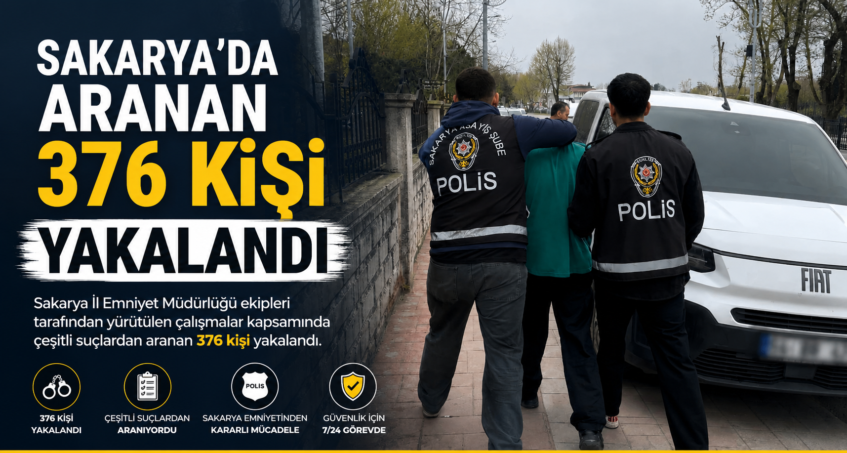 Sakarya’da aranan 376 kişi yakalandı