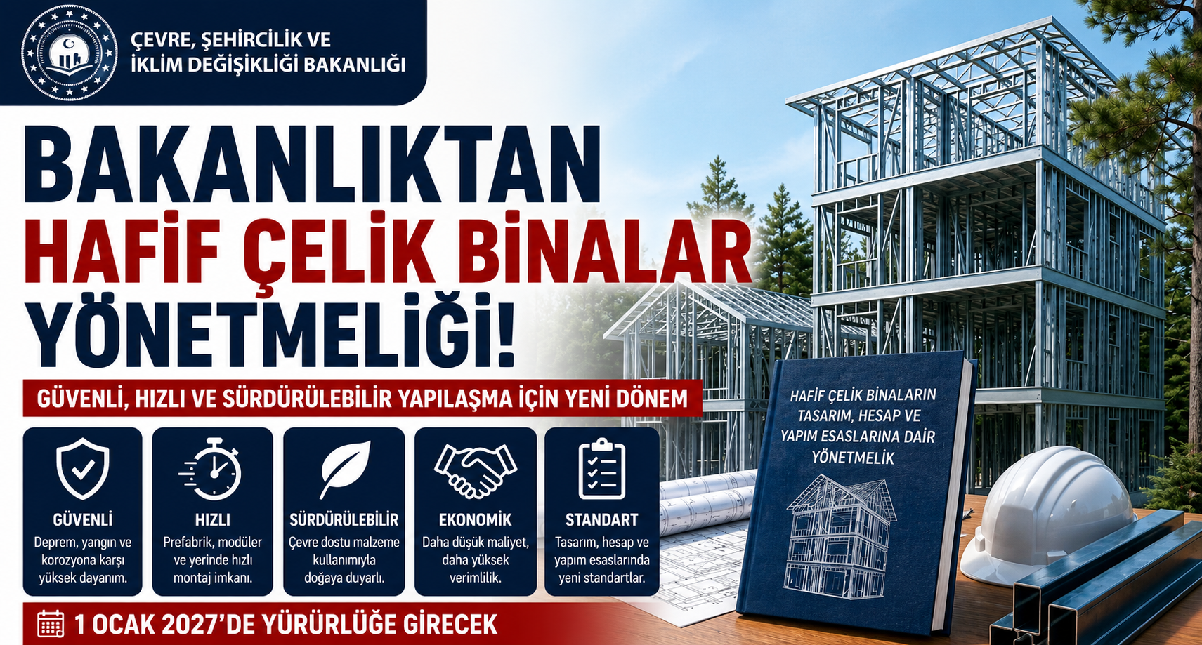Bakanlıktan hafif çelik binalar yönetmeliği