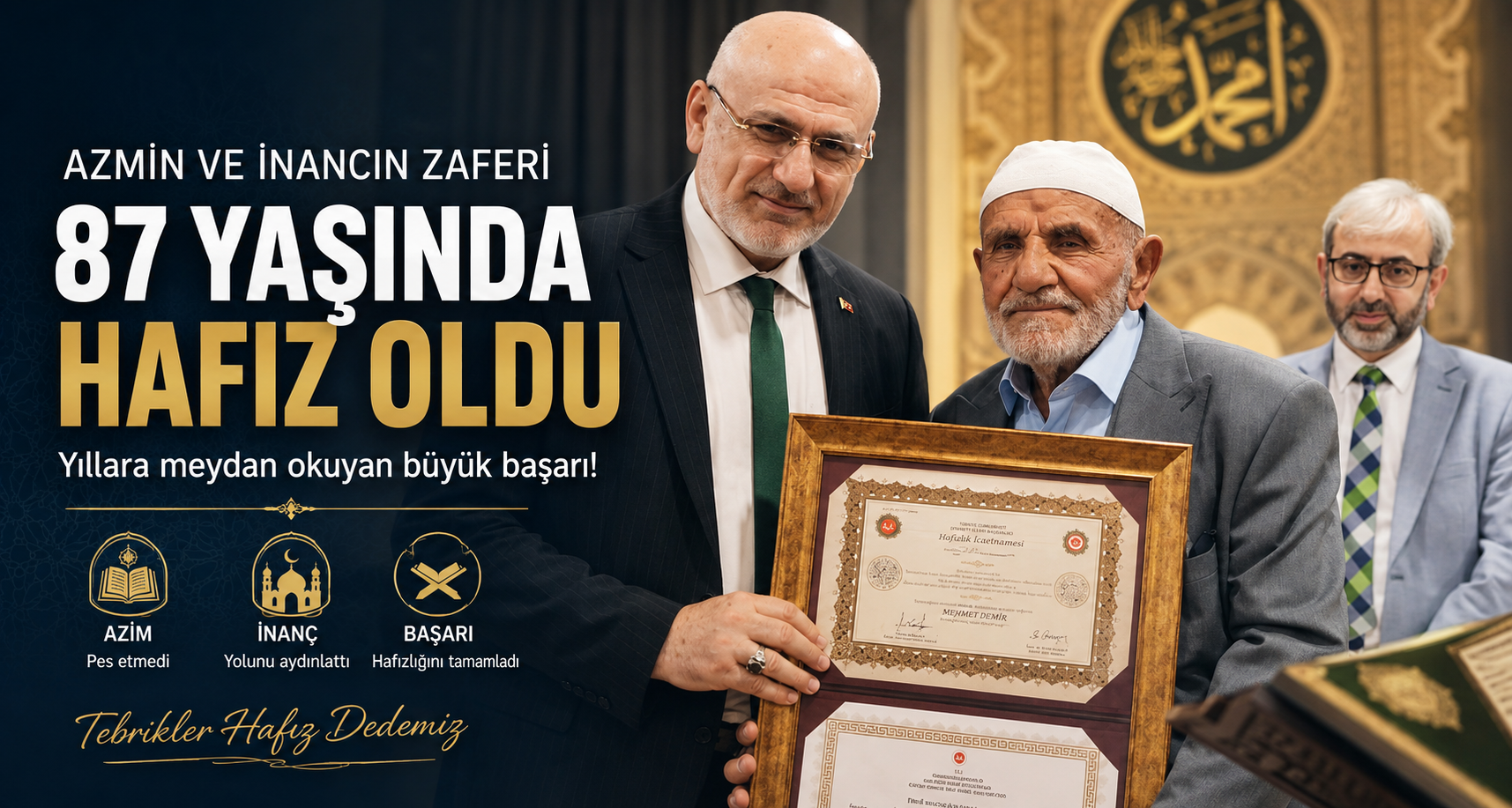 87 yaşında hafız oldu