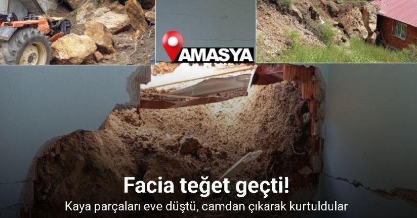 Amasya’da kaya parçaları ev ve traktörün üstüne düştü