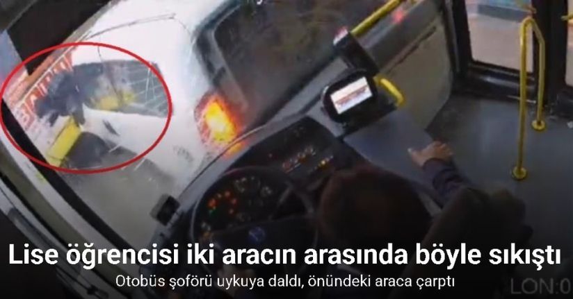 Otobüs şoförü uykuya daldı, önündeki araca çarptı