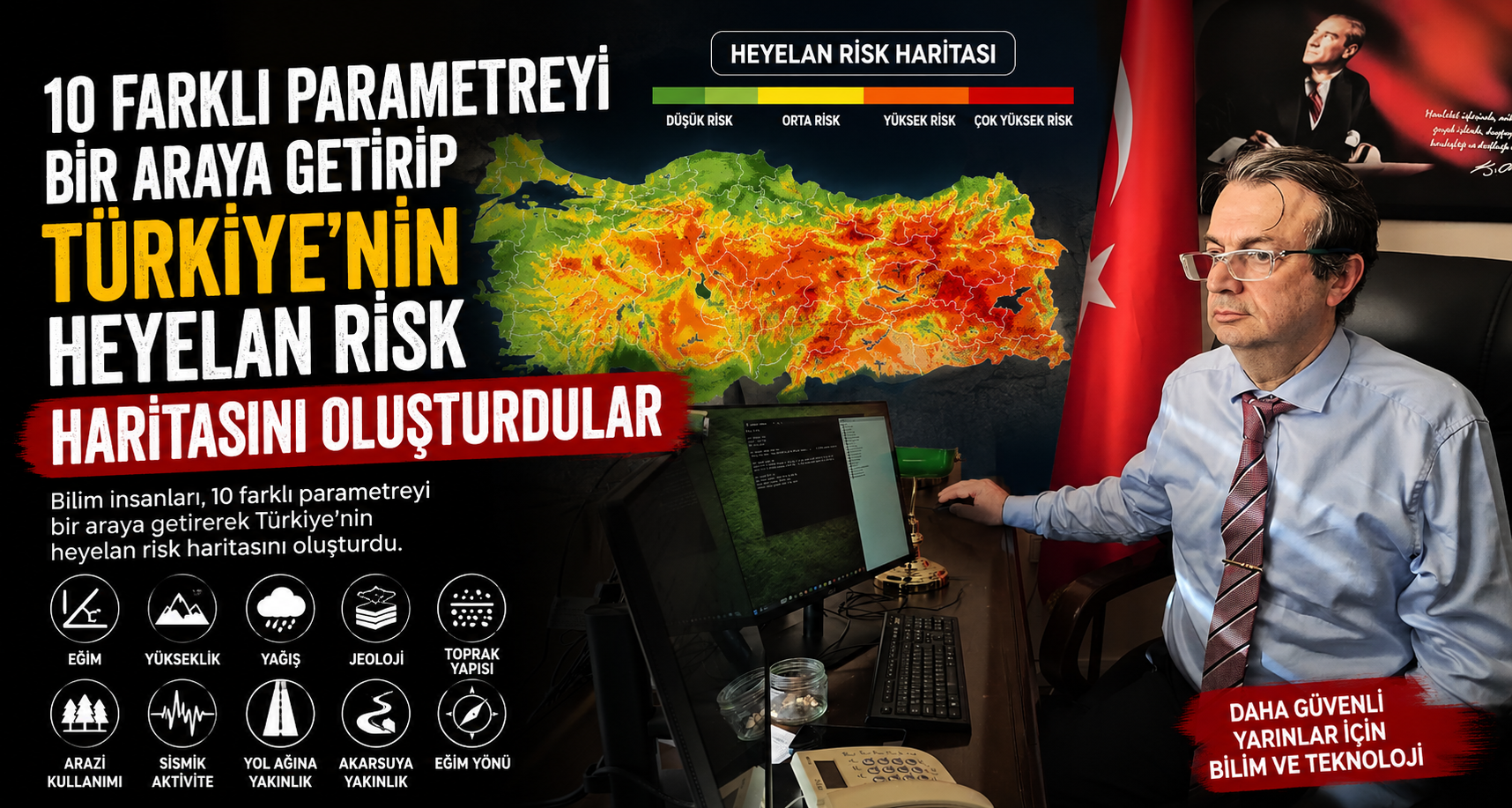 10 farklı parametreyi bir araya getirip Türkiye’nin heyelan risk haritasını oluşturdular