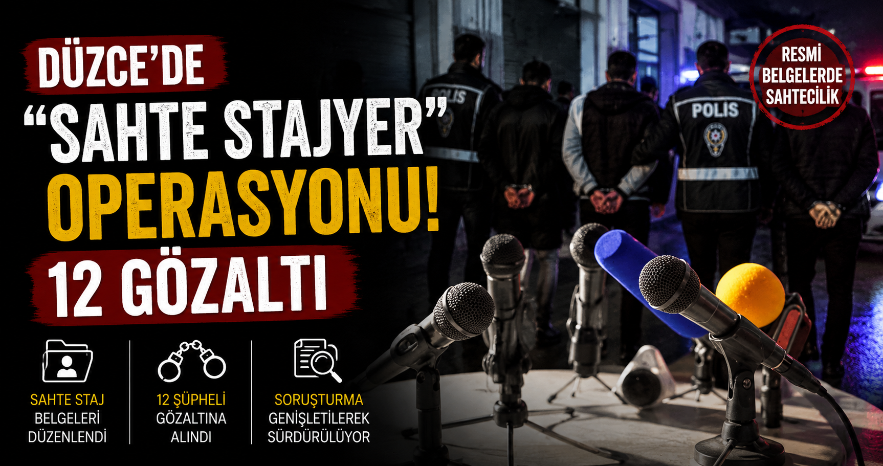 Düzce’de “Sahte Stajyer” Operasyonu: 12 Gözaltı