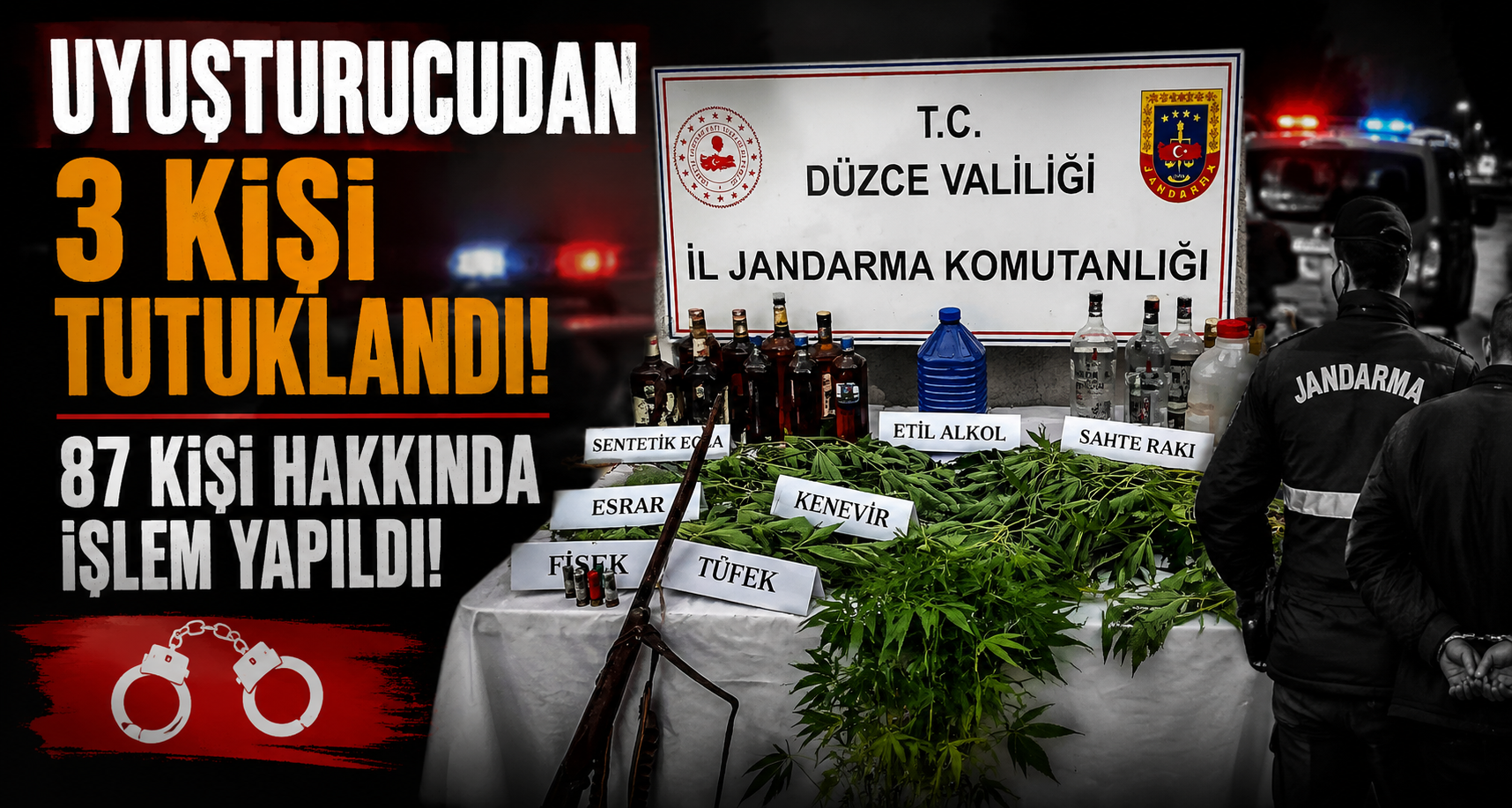 Uyuşturucudan 3 kişi tutuklandı, 87 kişi hakkında işlem yapıldı