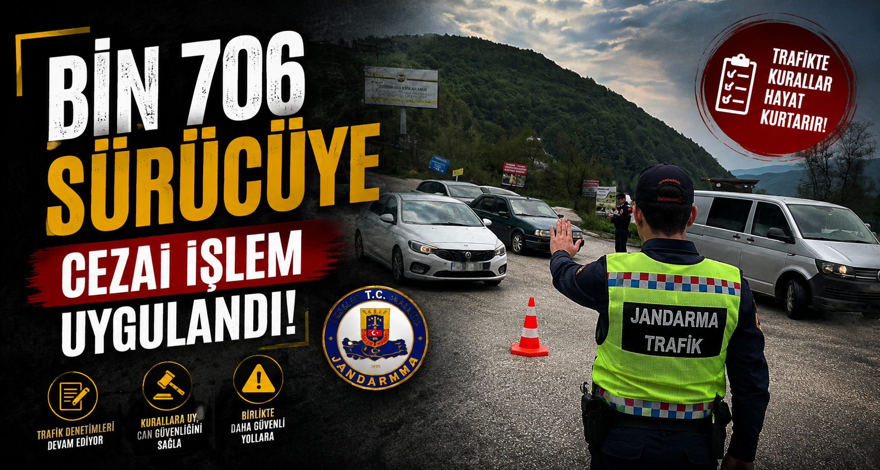 Bin 706 sürücüye cezai işlem uygulandı