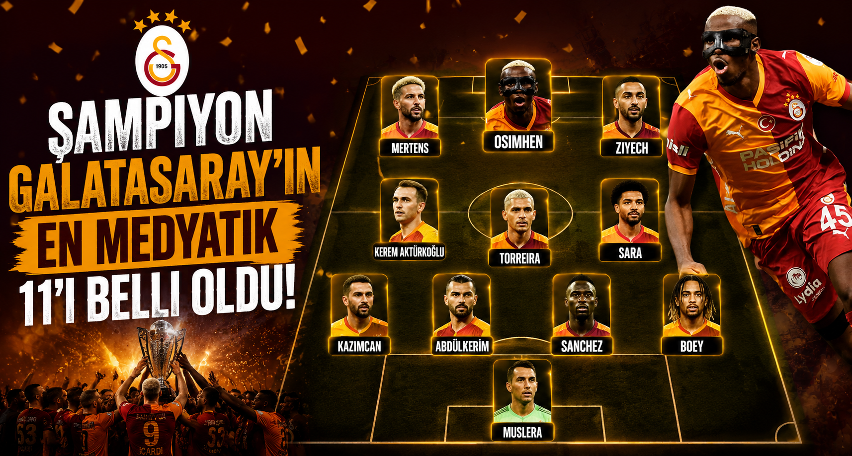 Şampiyon Galatasaray’ın en medyatik 11’i belli oldu