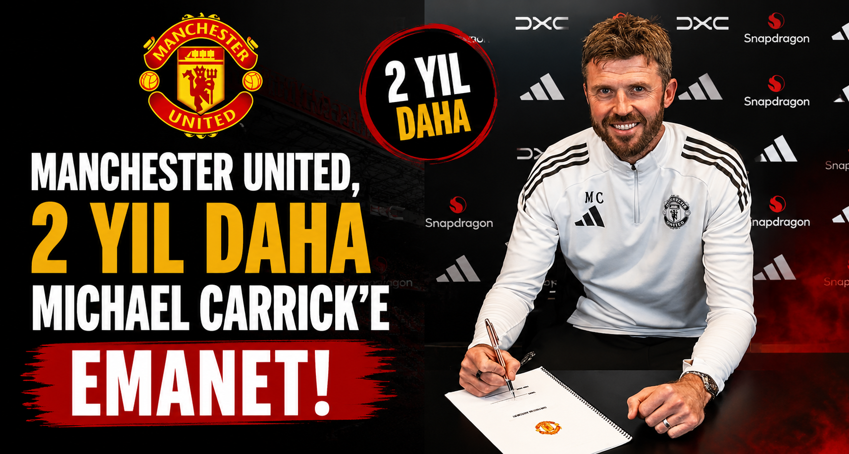 Manchester United, 2 yıl daha Michael Carrick’e emanet